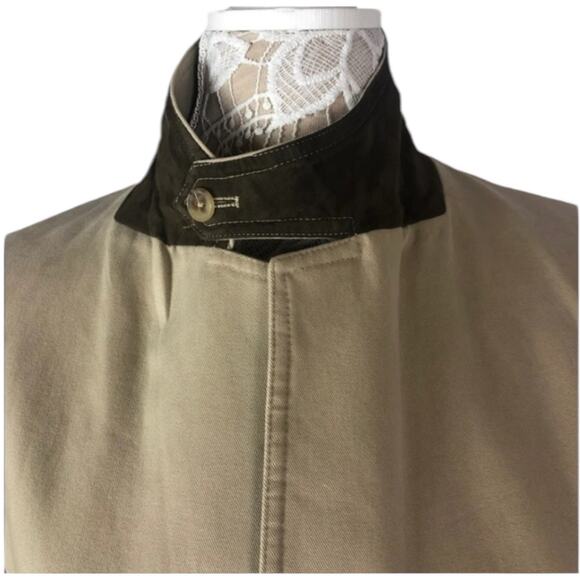 Barn coat stand collar patch elbow Khaki Lands' End 100% cotton 44 R - Picture 3 of 16